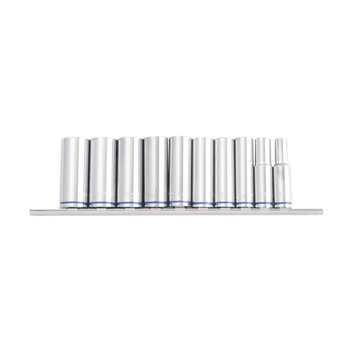 Deep Socket Rail 10 Piece 3/8" Drive (Mirror Polish) - Metric
